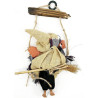 Sorcière d'Alsace beige avec foulard suspendue bienvenue 28 cm