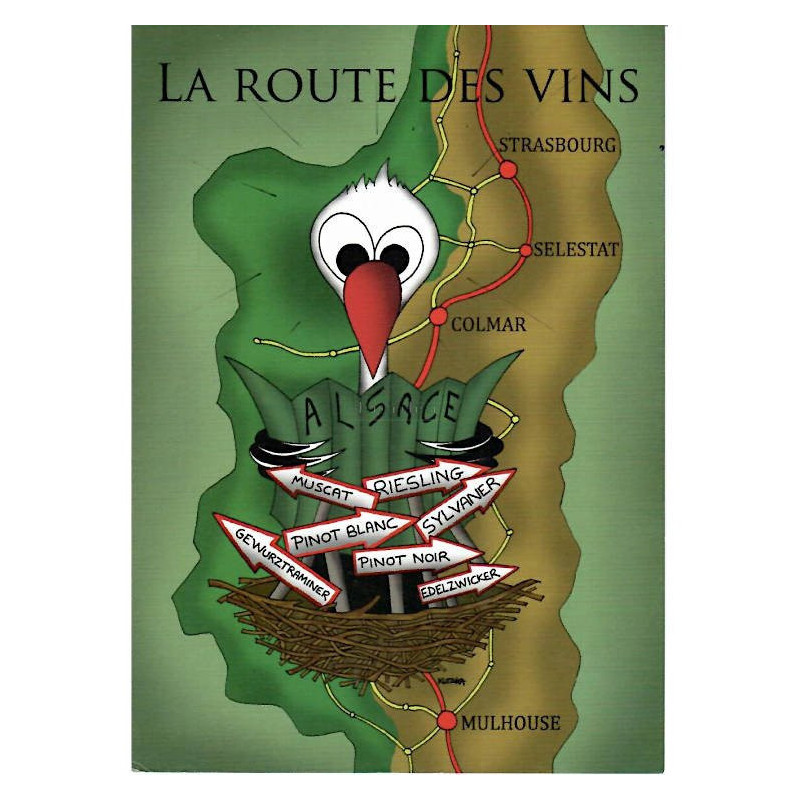 Carte Postale Cigogne La Route des Vins