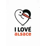 Postkarte weißer Hintergrund Storch I Love Alsace