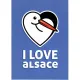 Carte Postale fond bleu Cigogne I Love Alsace