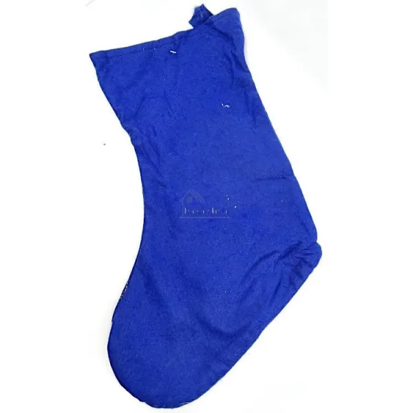 Chaussettes de Noël bleue décor Père Noël et Bonhomme de neige
