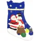 Chaussettes de Noël bleue décor Père Noël et Bonhomme de neige