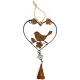 Coeur d'Alsace en Métal rouillé avec Oiseau et Clochette