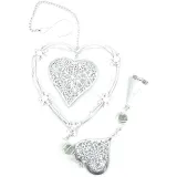 Coeur d'Alsace en Métal blanc double Coeur et Clochette