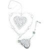 Coeur d'Alsace en Métal blanc double Coeur et Clochette