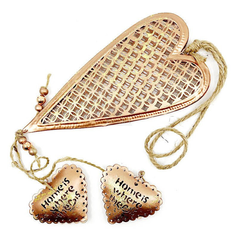 Heart of Alsace made of metal in bronze glitter and double heart