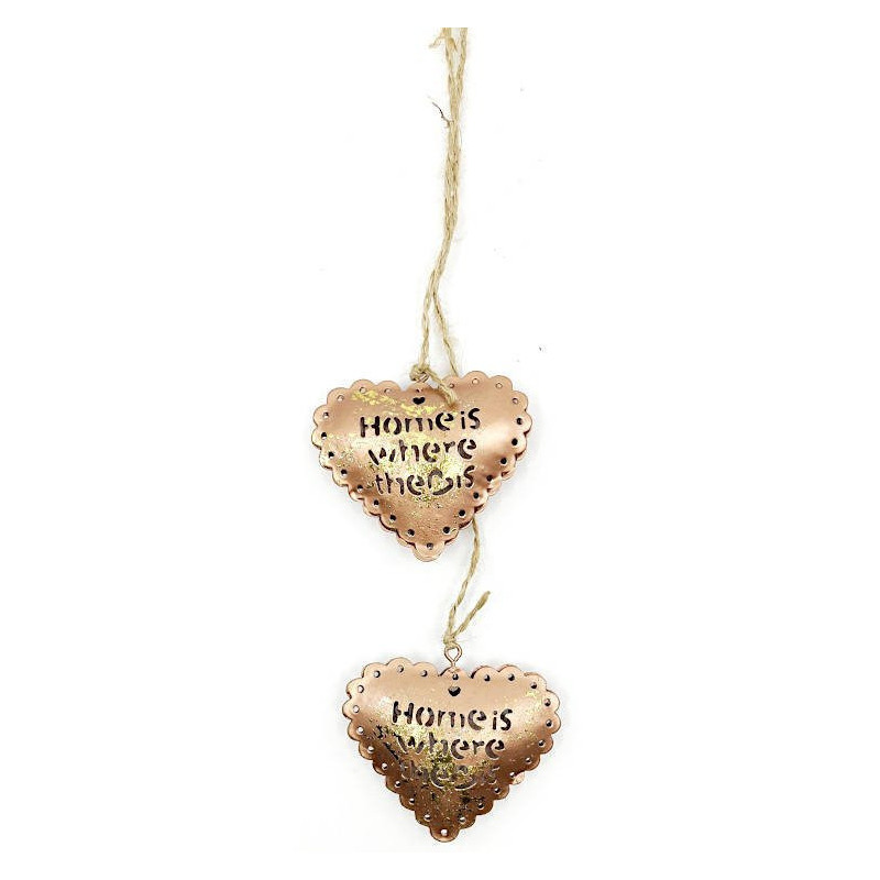 Heart of Alsace made of metal in bronze glitter and double heart