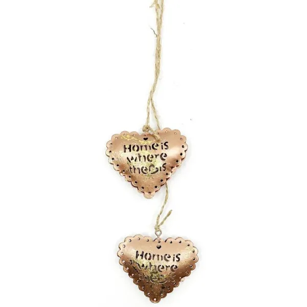 Heart of Alsace made of metal in bronze glitter and double heart