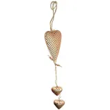 Coeur d'Alsace en Métal coloris bronze pailleté et double Coeur