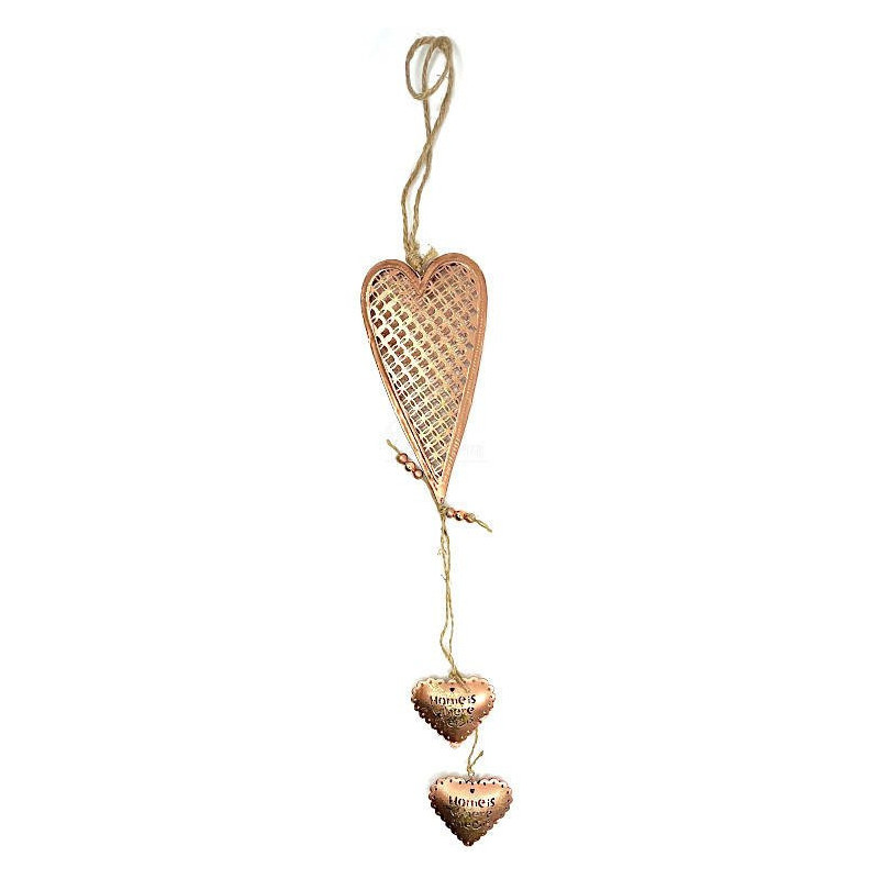 Heart of Alsace made of metal in bronze glitter and double heart