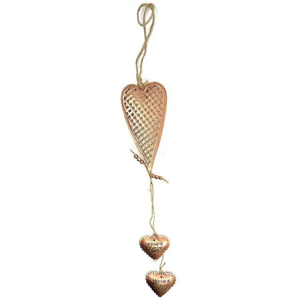 Heart of Alsace made of metal in bronze glitter and double heart