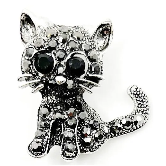 Broche Fantaisie argenté Chaton avec Strass