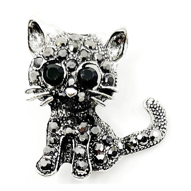Broche Fantaisie argenté Chaton avec Strass