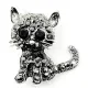 Broche Fantaisie argenté Chaton avec Strass