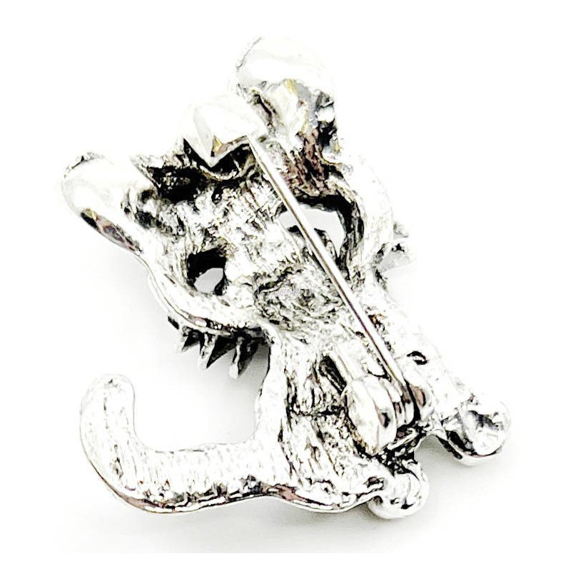 Broche Fantaisie argenté Chaton avec Strass
