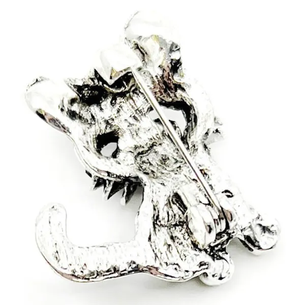 Fancy silver brooch Kitten with rhinestones