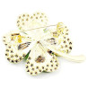 Fancy gold brooch 4 leaf clover with rhinestones