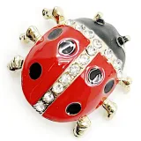 Gold Fantasy Brooch Ladybird with Strass