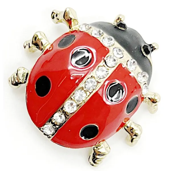 Gold Fantasy Brooch Ladybird with Strass