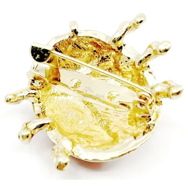 Goldfarbene Fantasiebrosche Marienkäfer mit Strasssteinen