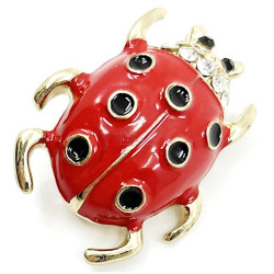 Fancy gold Ladybird brooch with rhinestone head