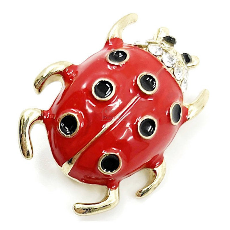 Broche Fantaisie doré Coccinelle avec tête en Strass