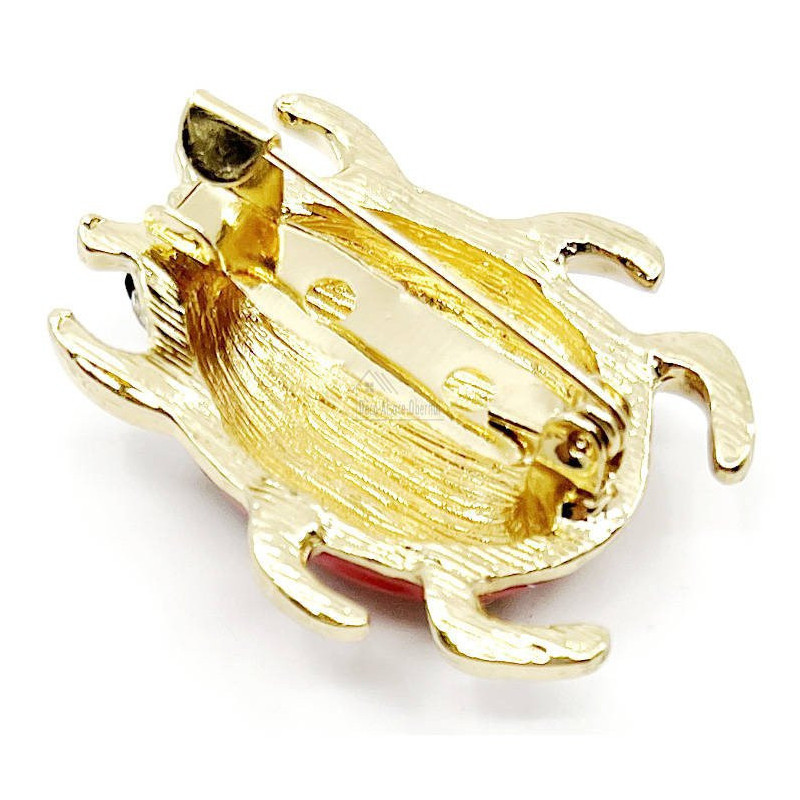 Broche Fantaisie doré Coccinelle avec tête en Strass