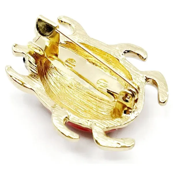 Broche Fantaisie doré Coccinelle avec tête en Strass