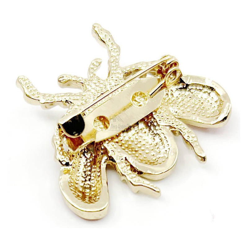 Goldfarbene Fantasiebrosche Wespe mit Strasssteinen
