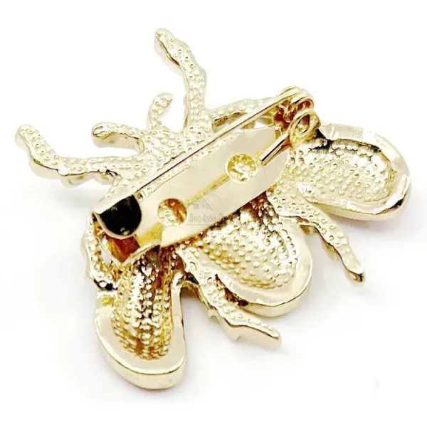 Gold Fantasy Brooch Bee with Strass