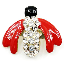 Fancy gold beetle brooch with rhinestones