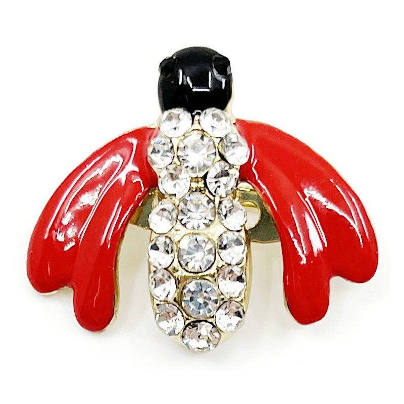 Fancy gold beetle brooch with rhinestones