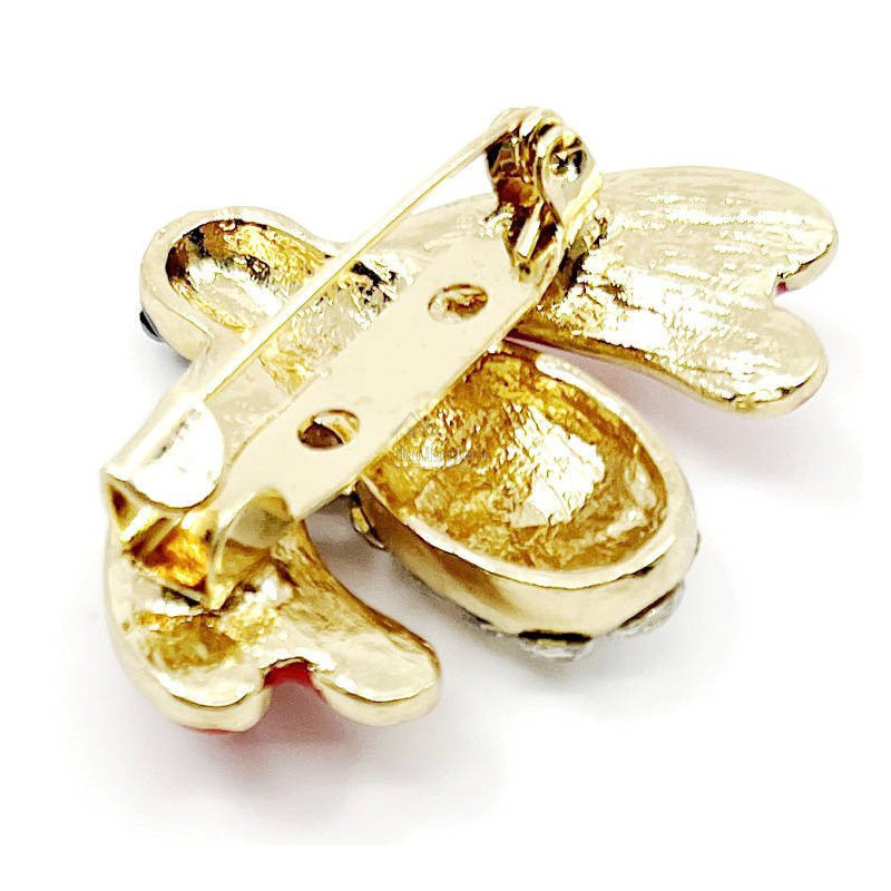 Fancy gold beetle brooch with rhinestones