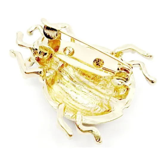 Broche Fantasie goudkleurig Gestreepte Kever met Strass