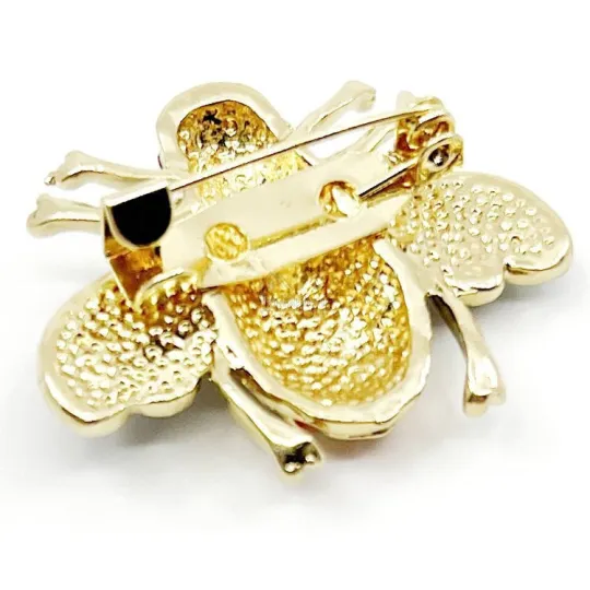 Broche Fantaisie goudkleurig Bijtje gestreept met Strass