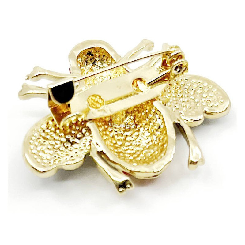 Broche Fantaisie doré Abeille rayée avec Strass