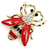 Gold Fantasy Brooch Beetle with Rhinestone