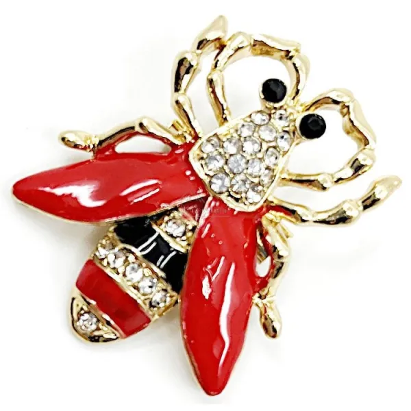 Gold Fantasy Brooch Beetle with Rhinestone