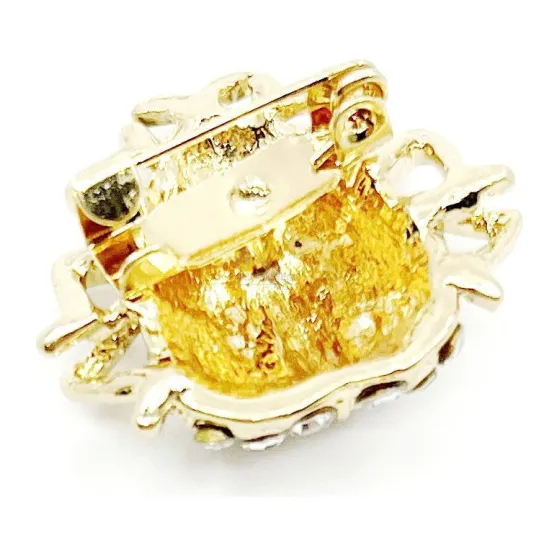 Broche Fantasie goudkleurig Spin bezet met Strass