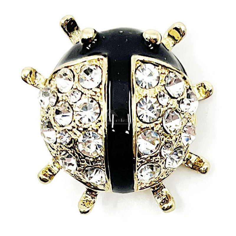 Broche Fantaisie doré Bête à Bon Dieu garnie de Strass