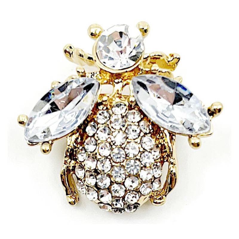 Broche Fantaisie doré insecte volant garnie de Strass
