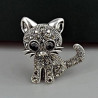 Broche Fantaisie argenté Chaton avec Strass