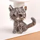 Broche Fantaisie argenté Chaton avec Strass