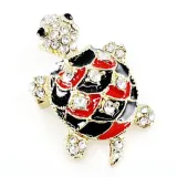 Gold Fantasy Brooch Striped Turtle with Strass