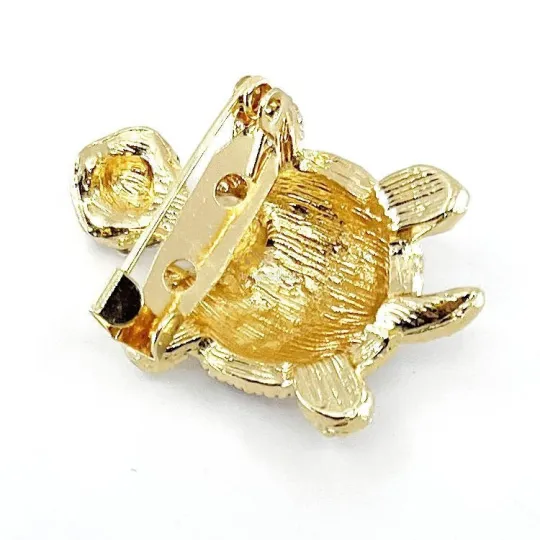 Broche Fantasy verguld Schildpad met strepen en Strass