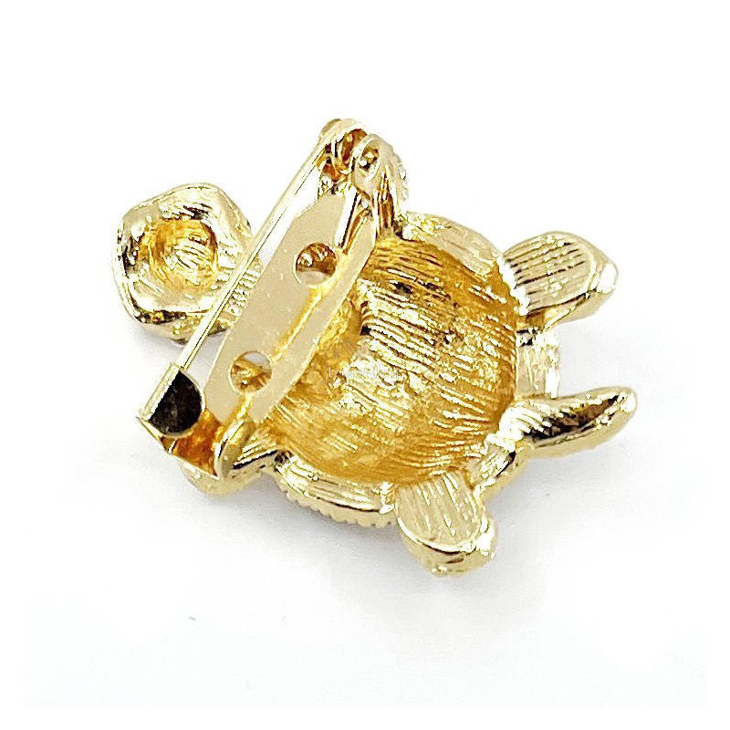 Broche Fantaisie doré Tortue rayée avec Strass