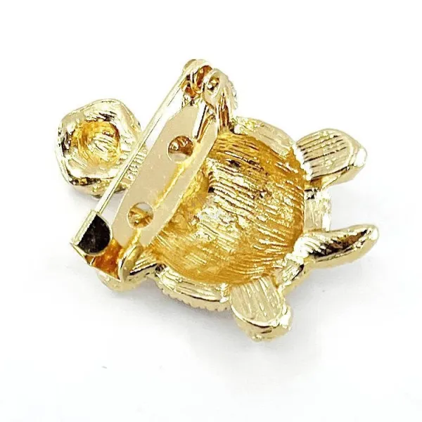 Gold Fantasy Brooch Striped Turtle with Strass