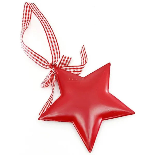 Alsace red metal star with Vichy ribbon