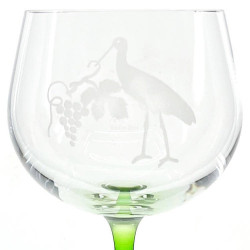 6 Verres Cristallin du Rhin à Vin gravé Cigogne d'Alsace