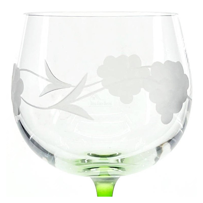 6 Rhine Crystal Wine Glasses engraved with Grappes